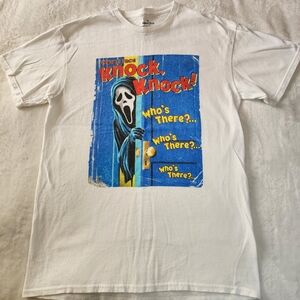Ghost Face White Tshirt With Halloween Graphic Size Medium